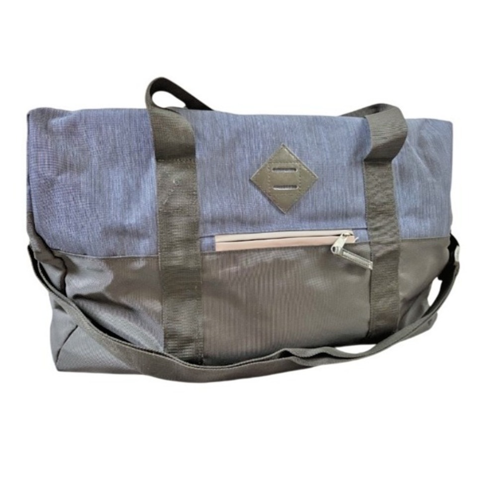 Merona Duffle Bag Blue Black Colorblock Travel‎ Gym Weekend Tote Shoulder Strap